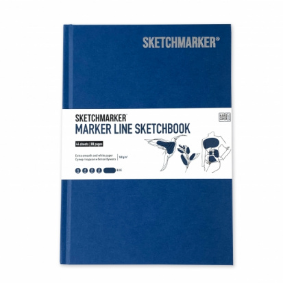 Скетчбук "Marker line" 160г/м2, A5, 44л твердая обложка, цвет синий